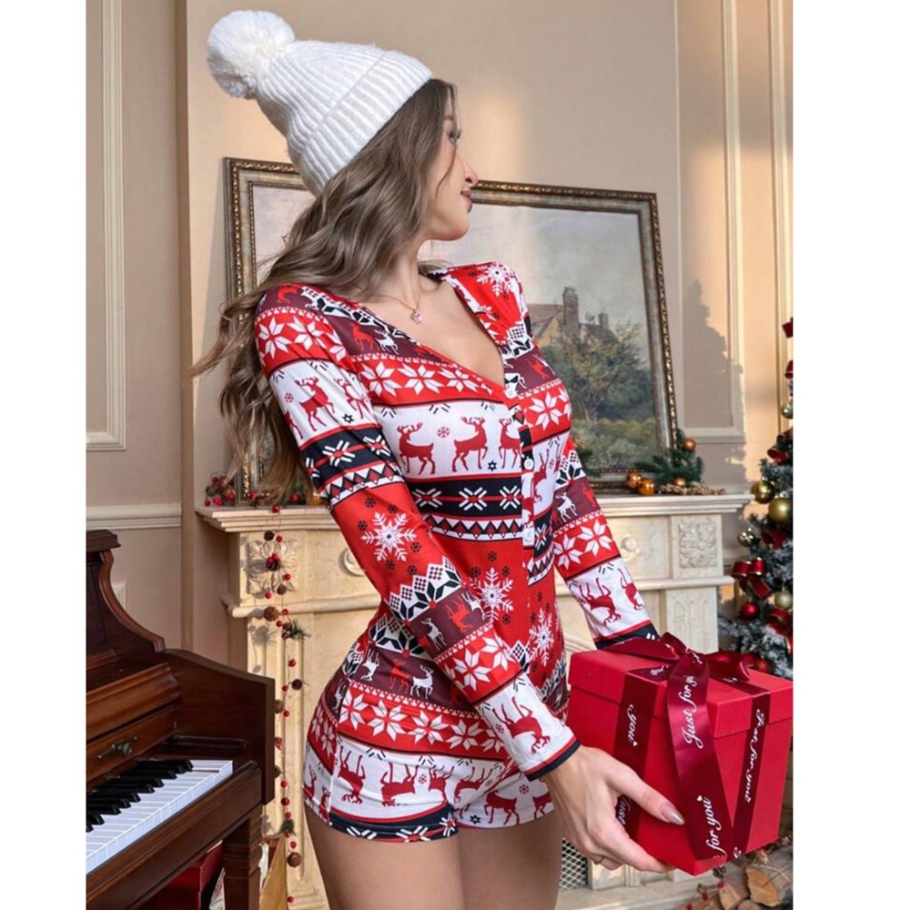 Christmas Print Pajama Onesie